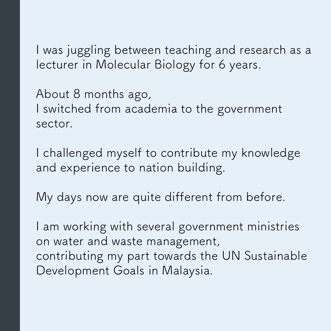 29. Jasmine Hue, Senior Economic Officer in Water & Waste Management at the Netherlands Embassy. She switched her career in lecturing -> gov sector bc she wanted to contribute to nation building! ‘Science is just the beginning, you have to write your own story after that.’