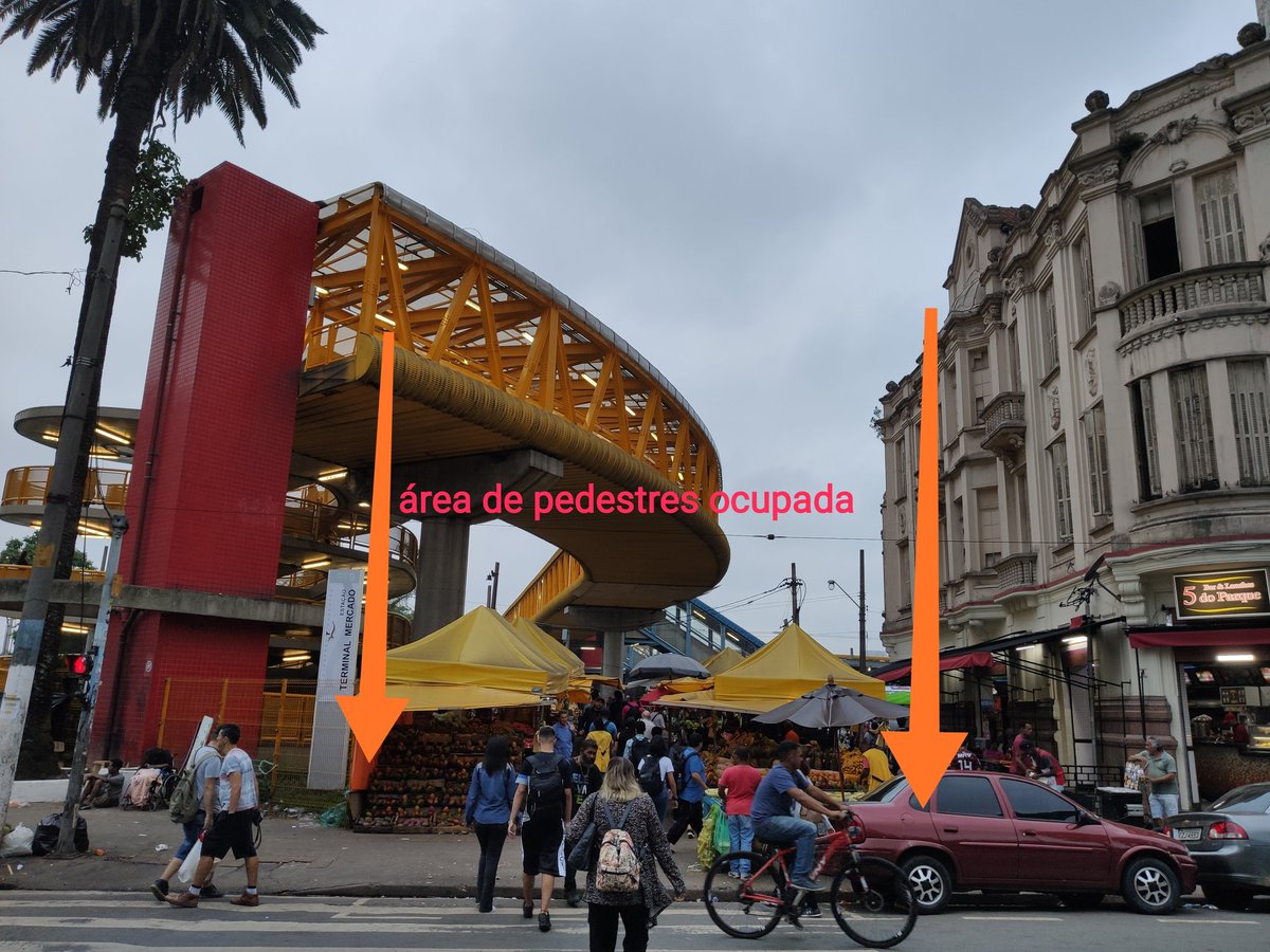 manulisp's tweet image. MUITO PRECÁRIO o acesso dos usuários de ônibus do sistema @sptrans ao #terminalmercado e #terminalparquedompedroII , por conta da INVASÃO de barracas de frutas q ocupam desordenadamente a principal via de acesso de pedestres. #BDSP #SP1 #SP2 @prefsp