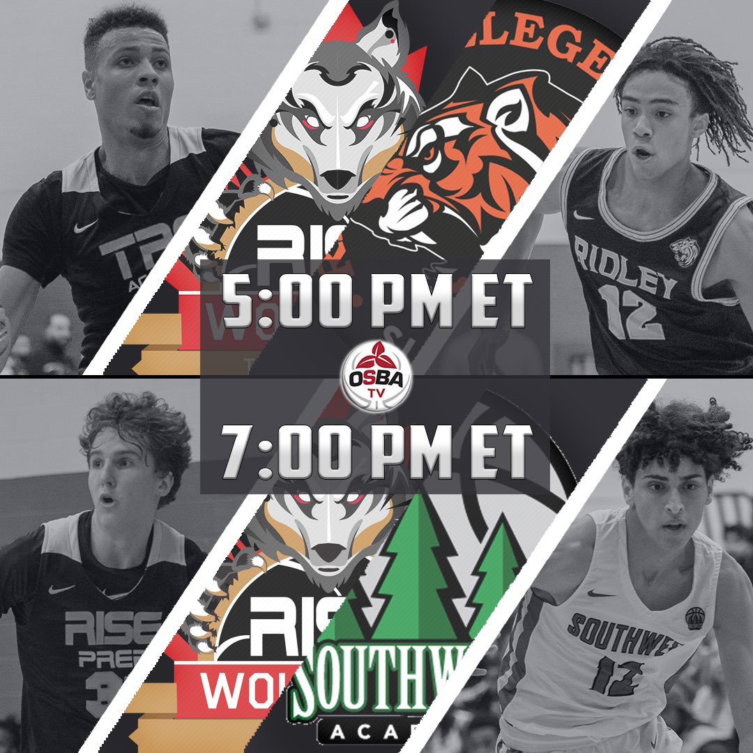 OntarioSBA's tweet photo. Tune in now!
@TRCwolfpack vs. @RidleyHoops
5PM: https://t.co/xDxhxXtPr5
@TRCwolfpack #RISEPrep vs. @swfbasketball
7PM: https://t.co/ZeLnIcQ5Ha
#OSBATV #WhereEliteMeet https://t.co/LUSrK58s3K