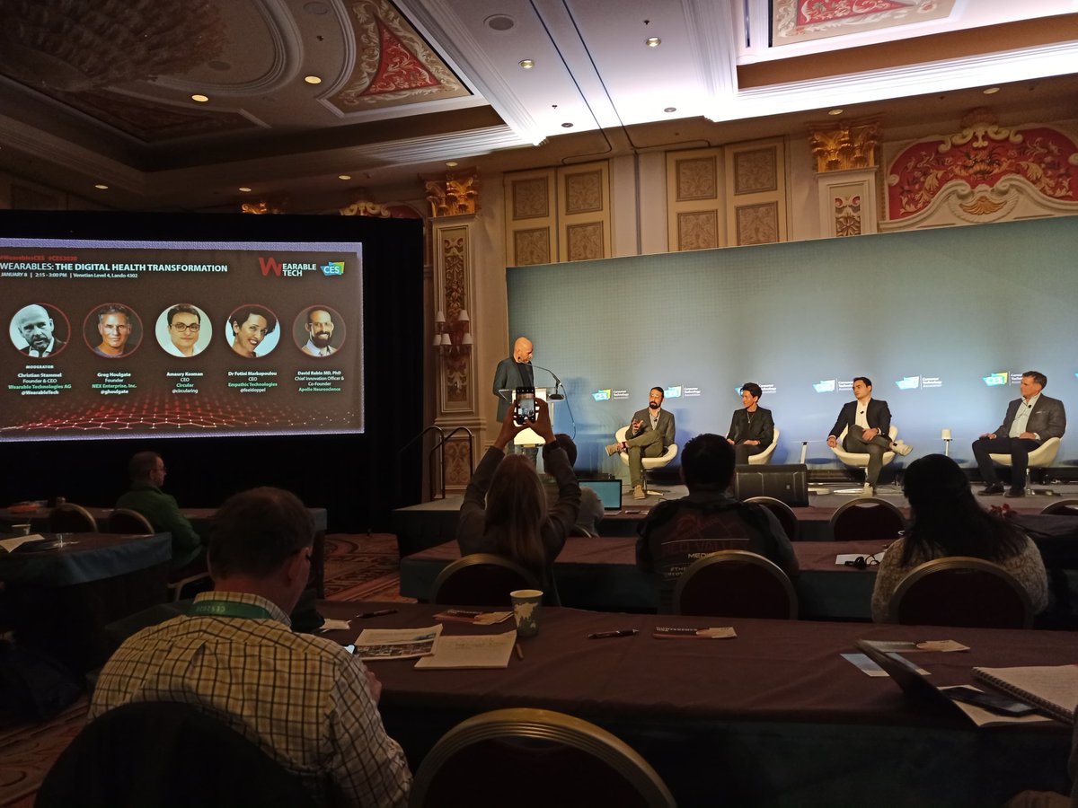Christian Stammel, Greg Houlgate, Fotini Markopoulou, David Rabin MD, and Amaury Kosman, discussed the benefits of wearable devices in the digital transformation during the <a href="/WearableTech/">WearableTechnologies</a> Summit at @CES2020. 

<a href="/feeldoppel/">doppel</a> @ApolloHRV <a href="/OskaWellness/">Oska Wellness</a>