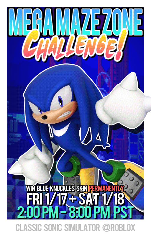 Classic Sonic Online On Twitter Hosting The Blue Knuckles Challenge At Classic Sonic Simulator Test Server This Coming Friday Saturday Challenge Will Be Active For 6 Hours Https T Co Lxfkdt7dwf - roblox drowning simulator