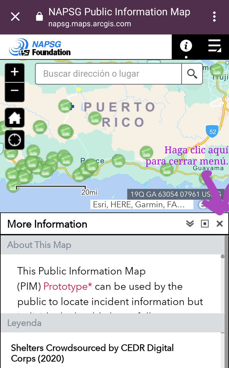 Foto del mapa interactivo que contiene los 73 refugios