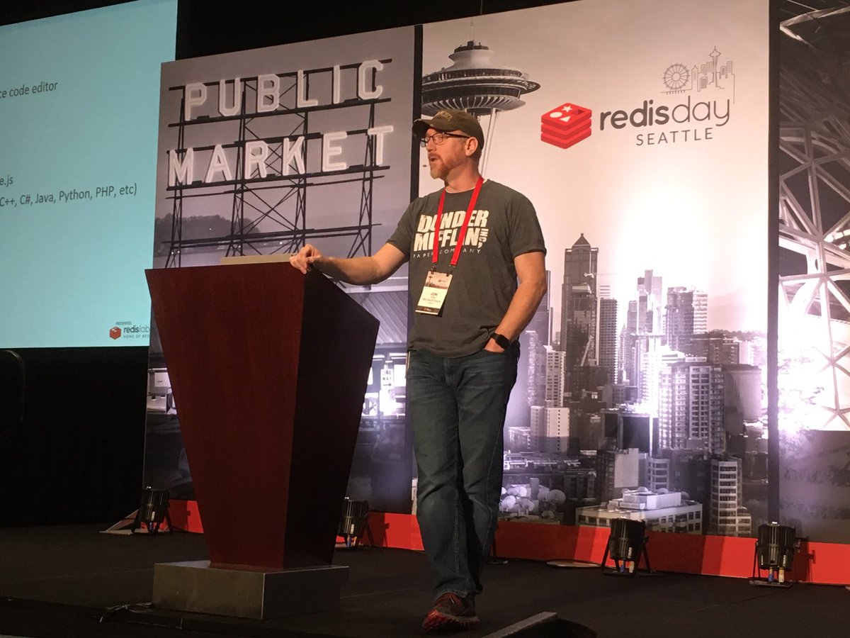 davenielsen's tweet photo. .@JonMCole demo’s Redis in #ASPNETcore with #VSCode on Windows with Windows Subsystem for Linux #RedisDay #Seattle https://t.co/R1GwU7pd4U