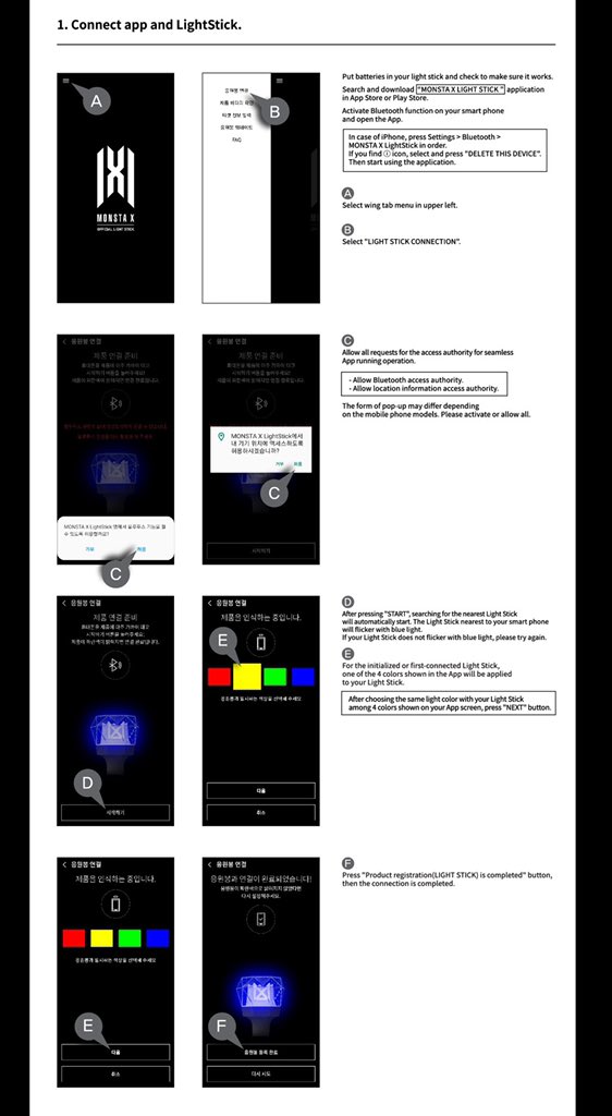 _IneffableYoo's tweet photo. Our Monsta X lightsticks are getting an app! 🤞🏽SS will bring the technology on the entire World Tour! 

Here’s a clearer English version of the instructions! https://t.co/gMaU2CI57A