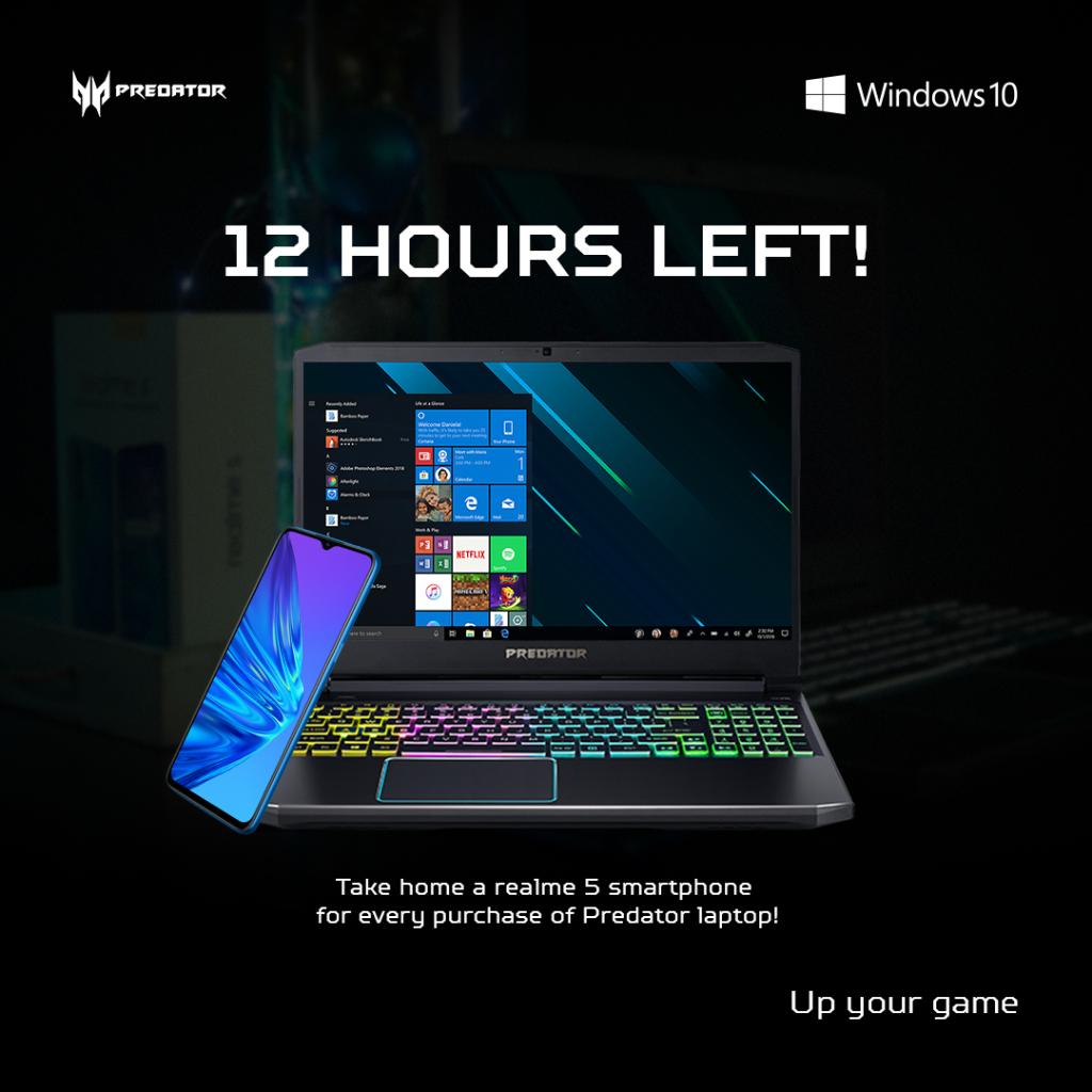 predatorph's tweet photo. Hurry up! The #RealHoliday promo will end very soon! Don't miss out and get your realme 5 smartphone when you purchase a Predator laptop. 🏃💨 https://t.co/JXIB2Hj7O8