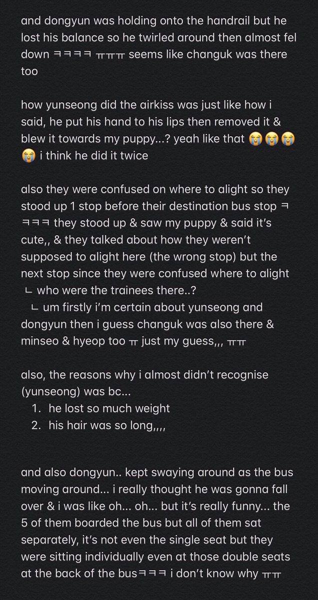 nodrpnolife's tweet photo. OP was with her puppy and saw yunseong &amp; the other woollim trainees on the bus on her way home
(cr. instiz via gomdori_hys_)

🐻 tl;dr yunseong blew air kisses to OP’s puppy 😭😭😭

trans in pic ⬇️ https://t.co/pp8QqwDR7I