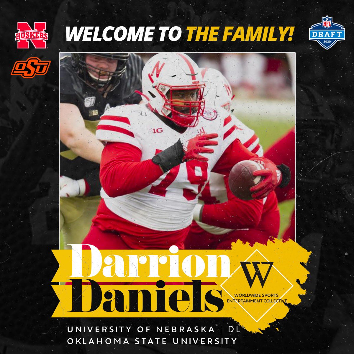 the_wsec's tweet photo. We are proud to announce Darrion Daniels (@DarrionGolden79) to our 2020 NFL Draft Class. Welcome to the @the_wsec family! 

@NFLDraft @HuskerFBNation @CowboyFB https://t.co/nl3l8POHeI
