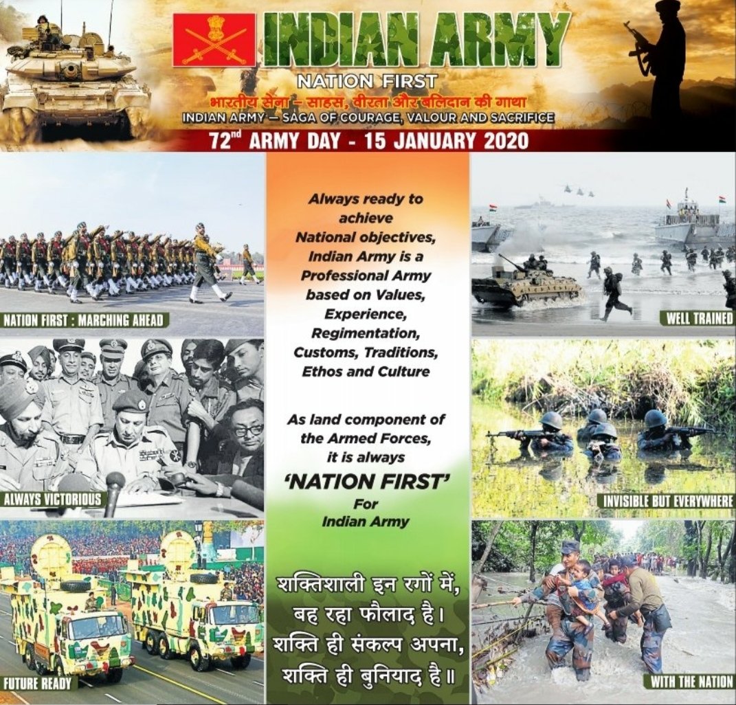 ModelVel's tweet photo. Saluting the valour,courage&amp;fortitude of all our indian soldiers on 72nd #ArmyDay.It is celebrated to commemorate when General K.M Carriappa took over command of #ARMY from General F.R.R Bucher in 1949 &amp; became 1st commander-in-chief of #IndianArmy post independence #ArmyDay2020 https://t.co/sSplBPxRhR