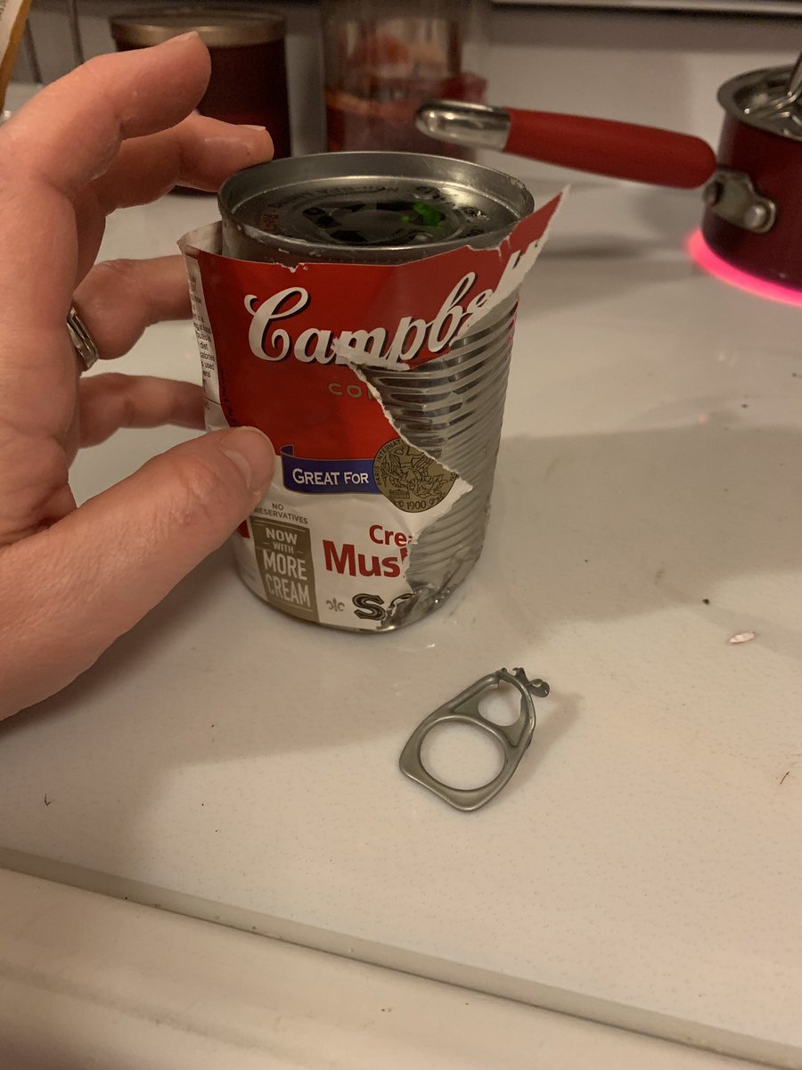 mollynelson01's tweet photo. @CampbellSoupCo I’m not strong enough that this tab should have come off lol. And sadly my can opener couldn’t help either. Any way you can help me out here? https://t.co/6eb3V73cVo