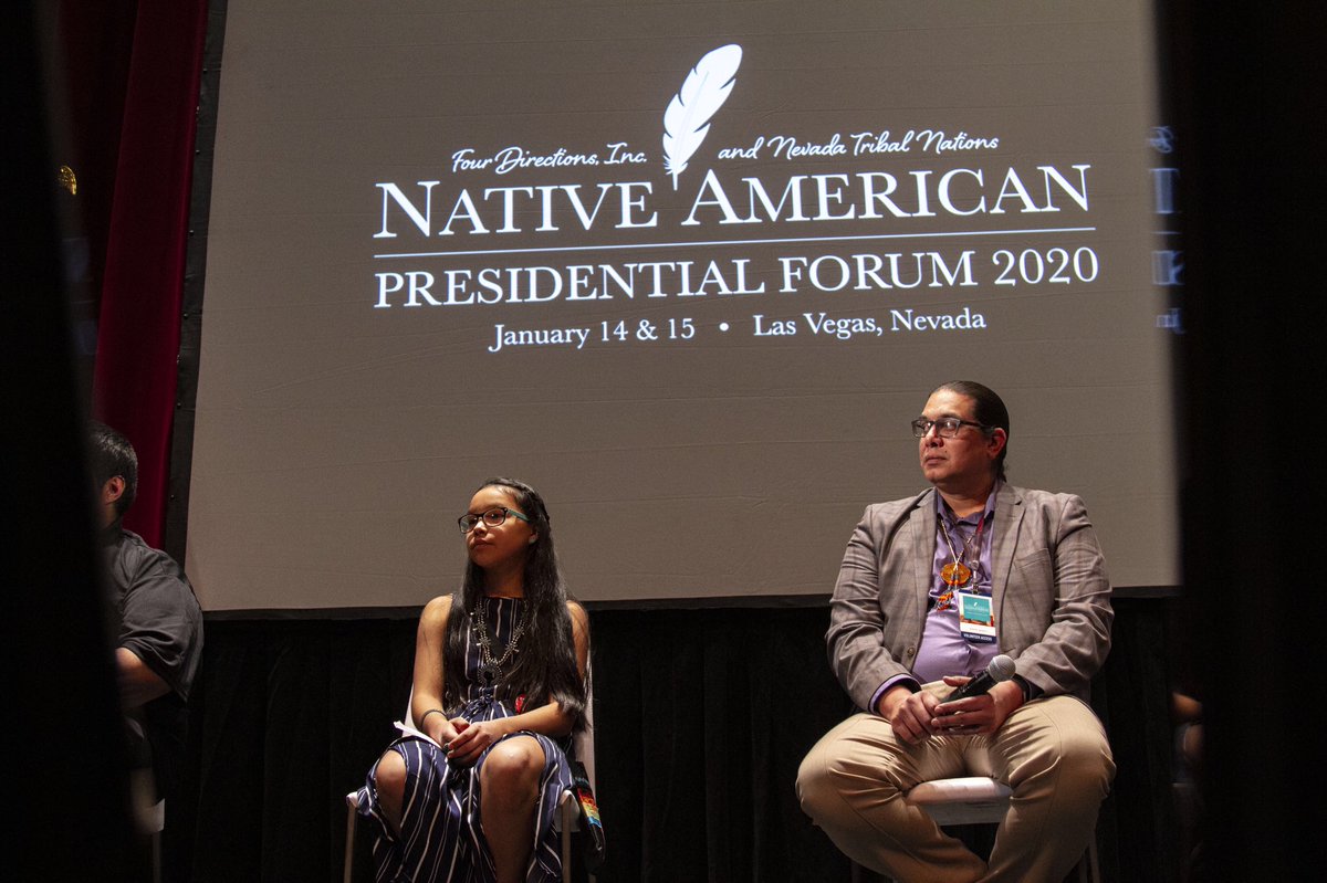 Center4Native's tweet image. Presidential candidate, Mark Charles (Navajo Nation) sat on a panel with tribal leaders and youth to discuss topics of climate change, water rights and sovereignty, among others. 
#NativeForum #NativeVote #NativeVotesCount #NativeVote2020
📷: @Jarrette_Werk