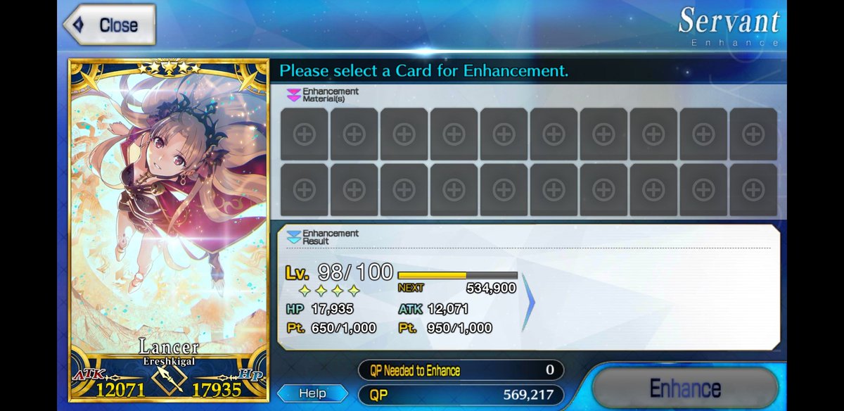 //Now.. need to grind Q0 and embers to get her 100.. x.x