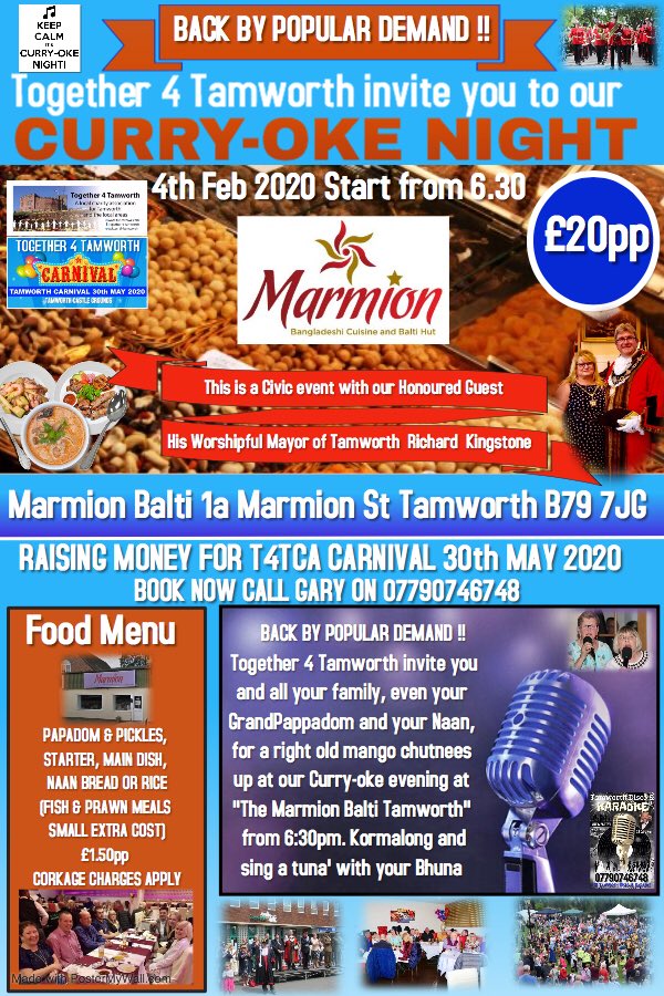 Book your table now this great Curryoke night 4th February