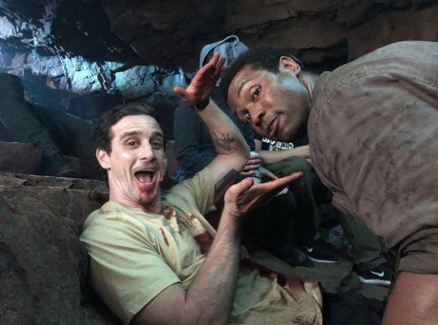 James Ransone and Isaiah Mustafa on set of IT Chapter 2 and NO HES COVERED IN BLOOD IM SO SORRY EDDIE YOU DESERVED BETTER