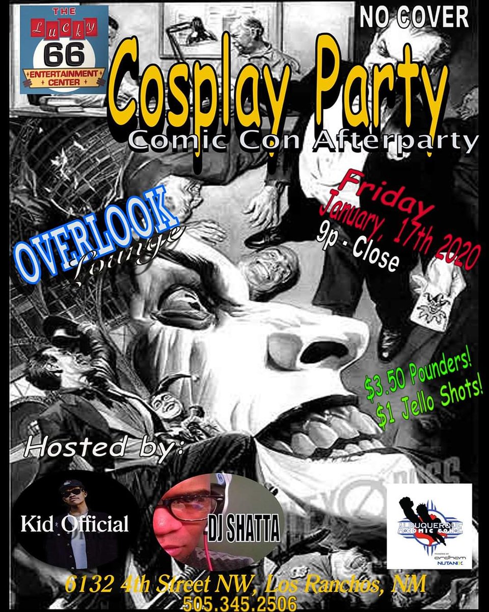 ShattaTheDJ's tweet photo. #albuquerquecomiccon #afterparty
Friday, January 17th, 2020
6132 4th Street, Albuquerque, NM https://t.co/aRoWNCIGZf