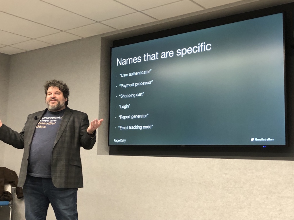 bridgetkromhout's tweet image. Naming things matters (that, and cache invalidation)! @mattstratton #devopsmsp