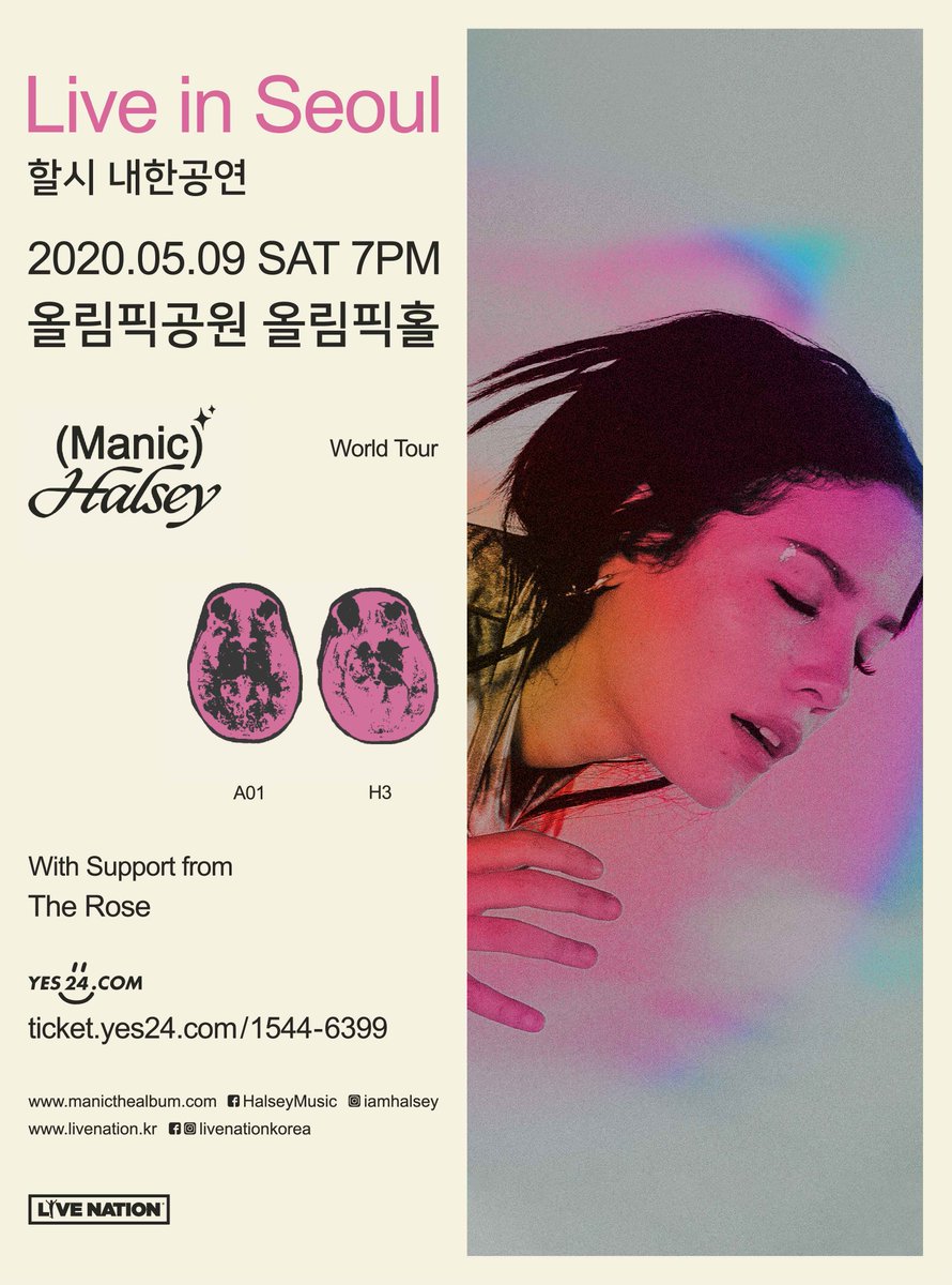 livenationkr's tweet photo. 할시 내한공연
(Halsey Manic World Tour Live in Seoul)
⠀⠀
▶일시: 2020년 5월 9일 (토) 오후 7시
▶장소: 올림픽공원 올림픽홀
▶티켓 가격: 스탠딩, 지정석 R 110,000원 / 지정석 S 99,000원
▶예매처: #예스24 티켓 (https://t.co/ZKugNSPZtX)
▶더 많은 정보는>>https://t.co/3VKqiZOOSR https://t.co/iIAfQzkz6v