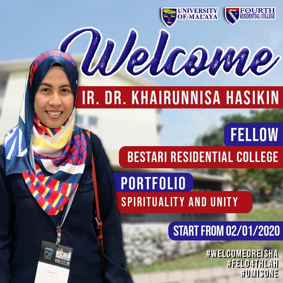 Bestari4You's tweet photo. [WELCOME TO OUR BESTARI FAMILY DR EISHA]
Bestari RC would like to welcome our new fellow, Ir. Dr. Khairunnisa Hasikin. We're so excited to have you in our lovely college &amp; we're looking forward to work with you. Welcome aboard Dr. Eisha!
#WelcomeDrEisha
#Felo4thlah
#UMisOne https://t.co/qfaHIwjaZf