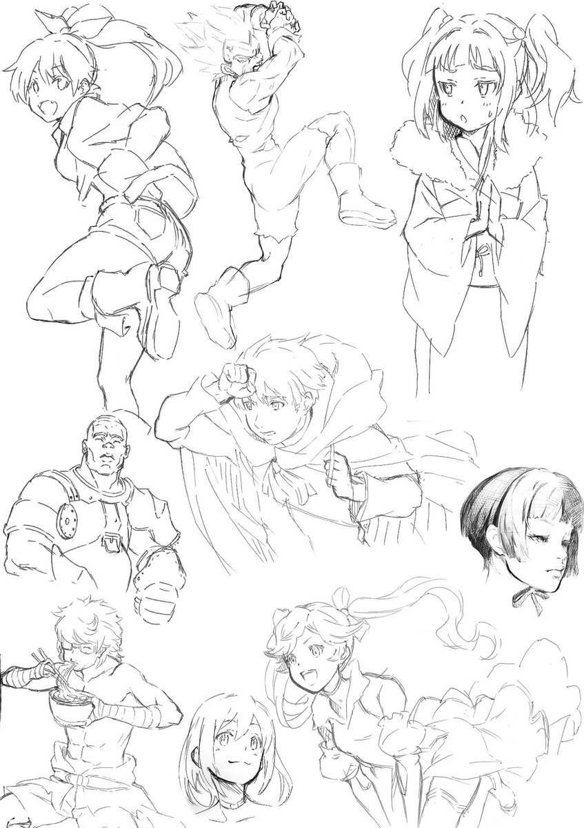 普段練習でやってる写真やイラストのクロッキー。
ボールペンでやると線を引く前に形を想像するようになるからオススメです 