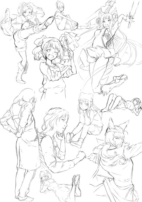 普段練習でやってる写真やイラストのクロッキー。
ボールペンでやると線を引く前に形を想像するようになるからオススメです 