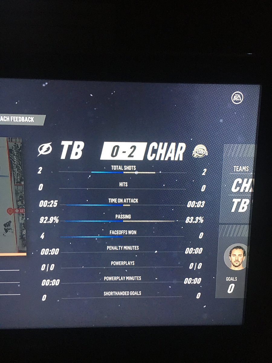 MichaelSchlimg1's tweet photo. Playing NHL 19 for my tournament raining lightning 2-0 as Charlotte islanders https://t.co/TSIZhrrukt
