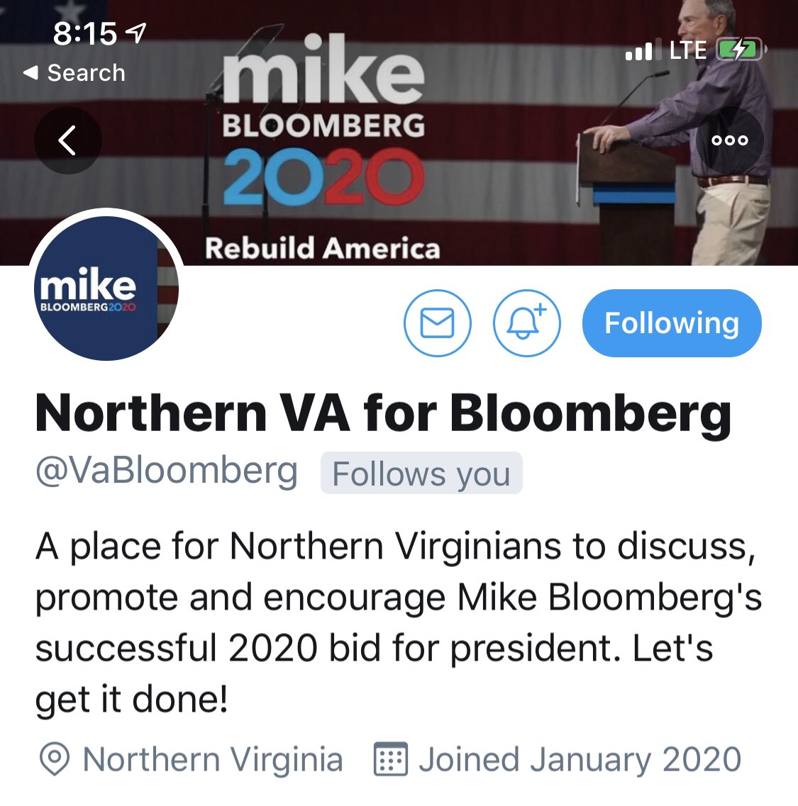 USA4Bloomberg's tweet photo. ❤️BLOOMBERG FANS please welcome Northern Virginia for Bloomberg and FOLLOW @VaBloomberg !!! Thank you!!
#Bloomberg2020 https://t.co/q6IW41odyS