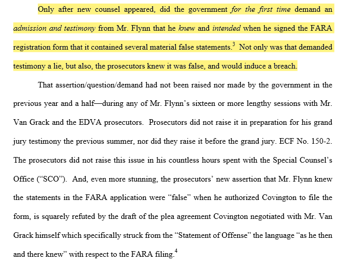 Prosecutors (Van Grack) knowingly sought to induce false statements from Flynn relating to his FARA registration.