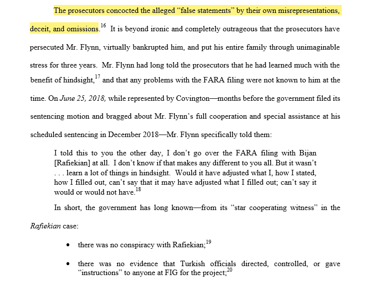 "The prosecutors concocted the alleged 'false statements' (relating to FARA filing) by their own misrepresentations, deceit, and omissions."