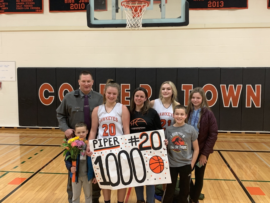 Congratulations to Piper Seamon for joining the 1000 point club  tonight vs Waterville. She becomes the 15th player in Cooperstown history to do so.