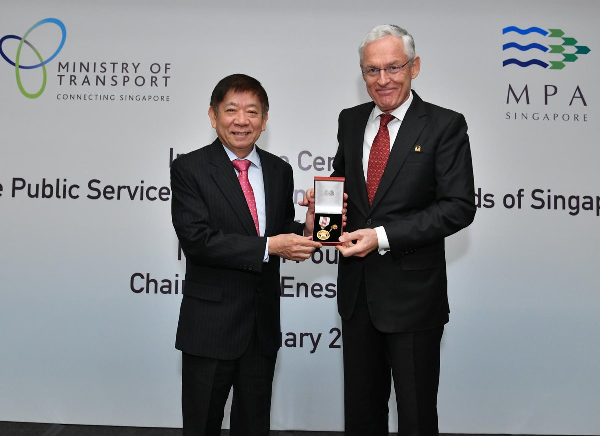 Warm congratulations to immediate past President of SSA Mr. Esben Poulsson  who was conferred the Public Service Star (Distinguished Friends of Singapore) by President Halimah Yacob. Minister for Transport Mr. Khaw Boon Wan presented the award to Mr. Poulsson last evening.