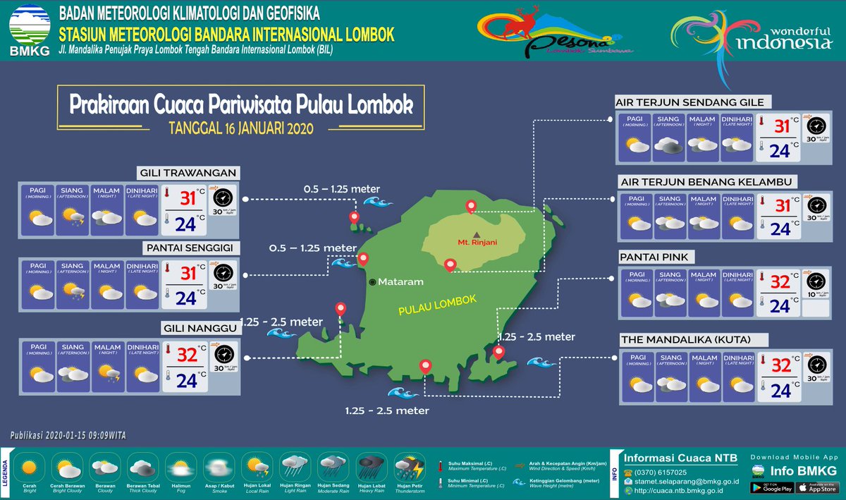 infobmkgntb's tweet photo. Selamat Pagi Sobat Cuaca NTB berikut kami informasikan Prakicu Wisata NTB untuk 2 hari kedepan. https://t.co/fvyzYTilfb