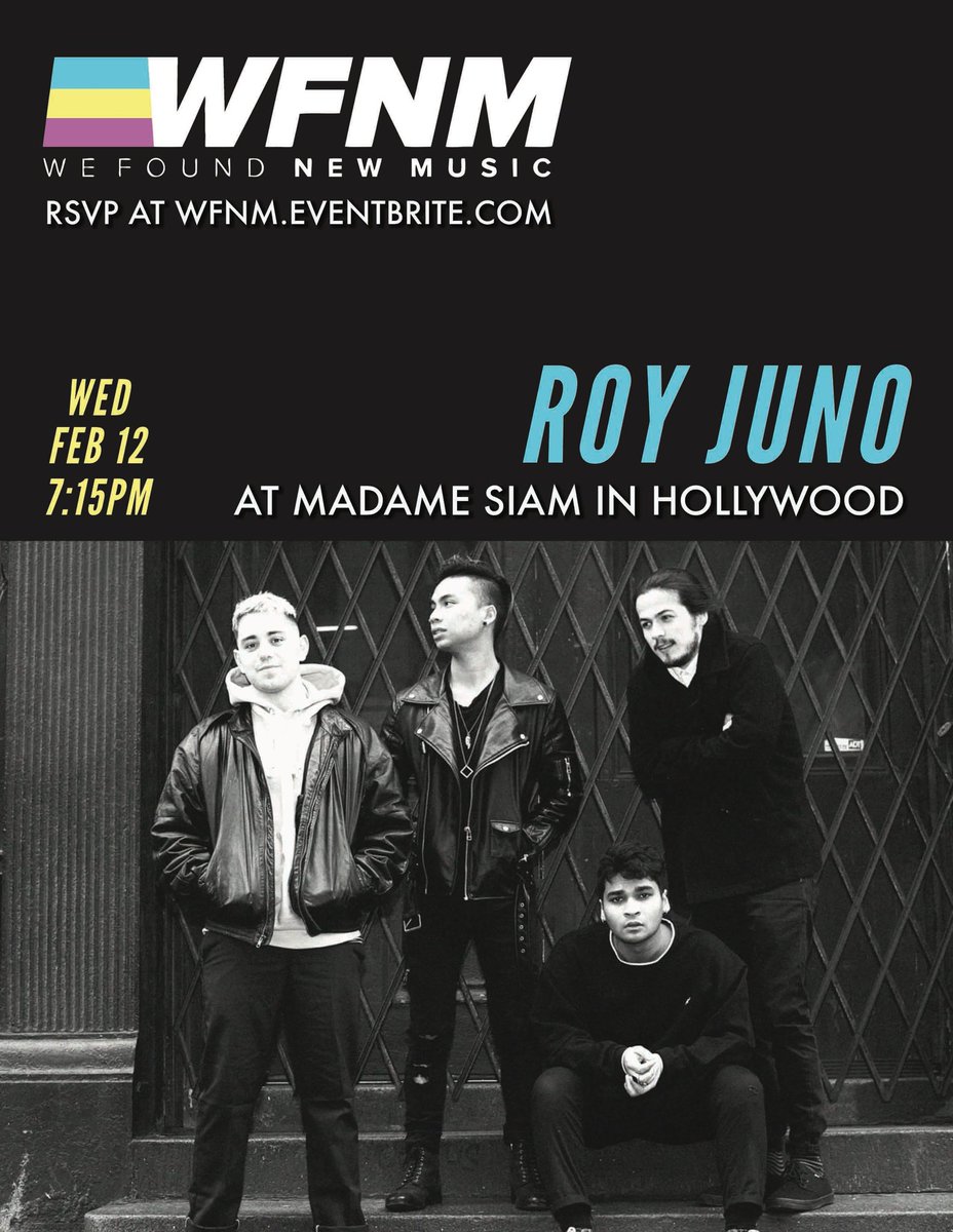 HOLLYWOOD -  𝗥𝗢𝗬 𝗝𝗨𝗡𝗢‘s west coast debut occurs on 2.12.20
at Madam Siam
much love to <a href="/wfnm/">WE FOUND NEW MUSIC (Grant Owens)</a> 
tickets in bio / see you there ☆