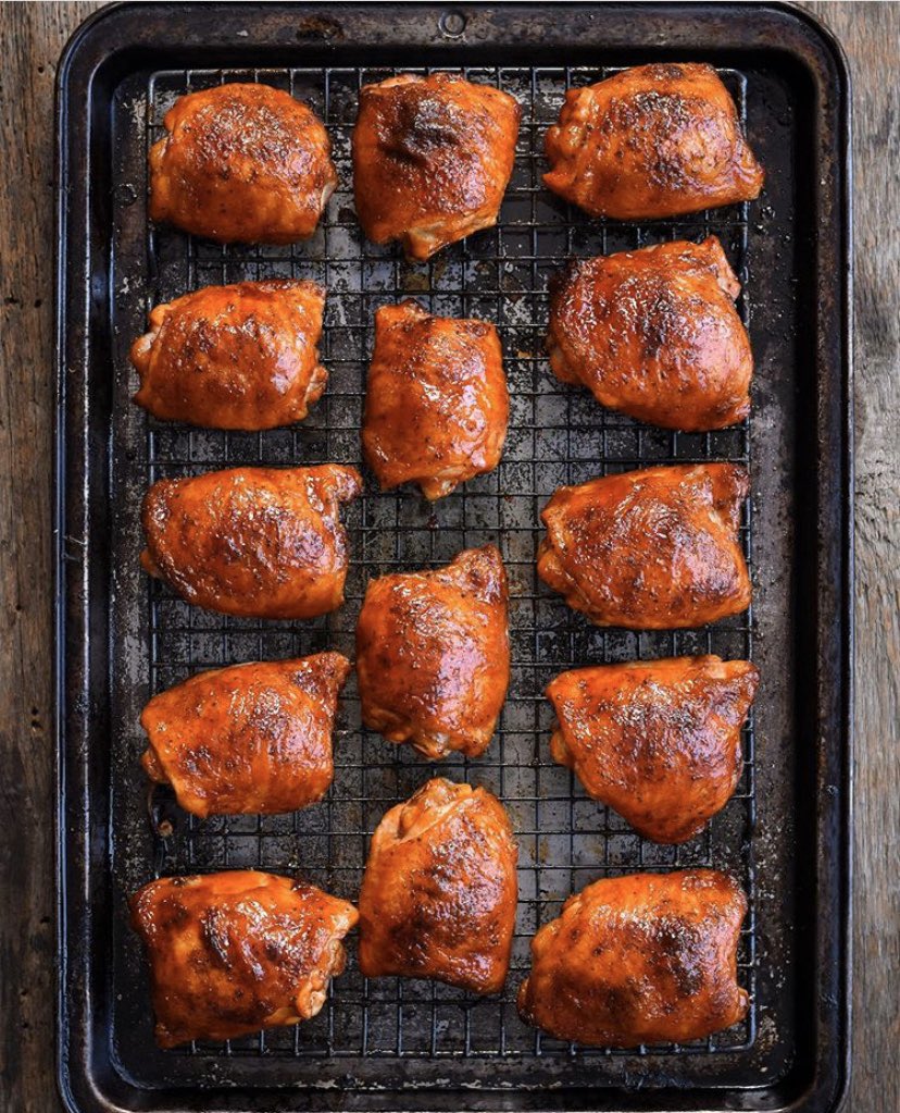 Zimmysnook's tweet photo. Grilled #chicken thighs. 
Dry rubbed, grilled, sauced, grilled, removed, rested, eaten.
Seriously, can’t beat the simple chicken thigh for a quick affordable and delicious #dinner!  
What are you eating tonight?
#weberpartner #chickendinner https://t.co/Fja8nNBSHY