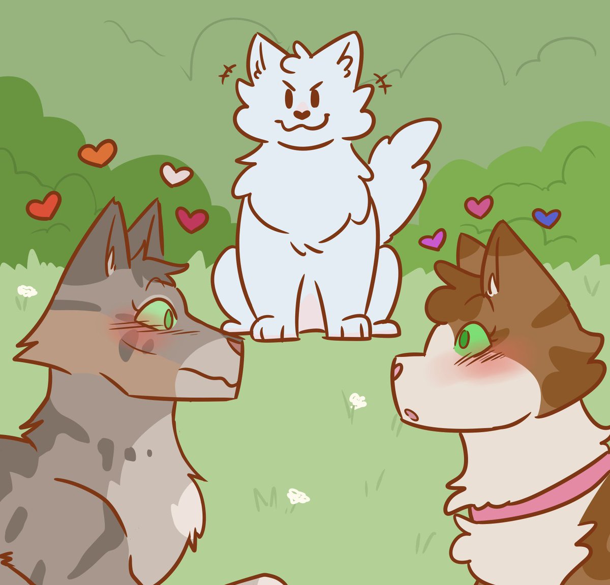 mercykatze's tweet image. au where cloudpaw introduces his forest mum to his kittypet mum and they fall in love and he gets Double The Mum #warriorcats #cloudtail #brindleface #princesswc