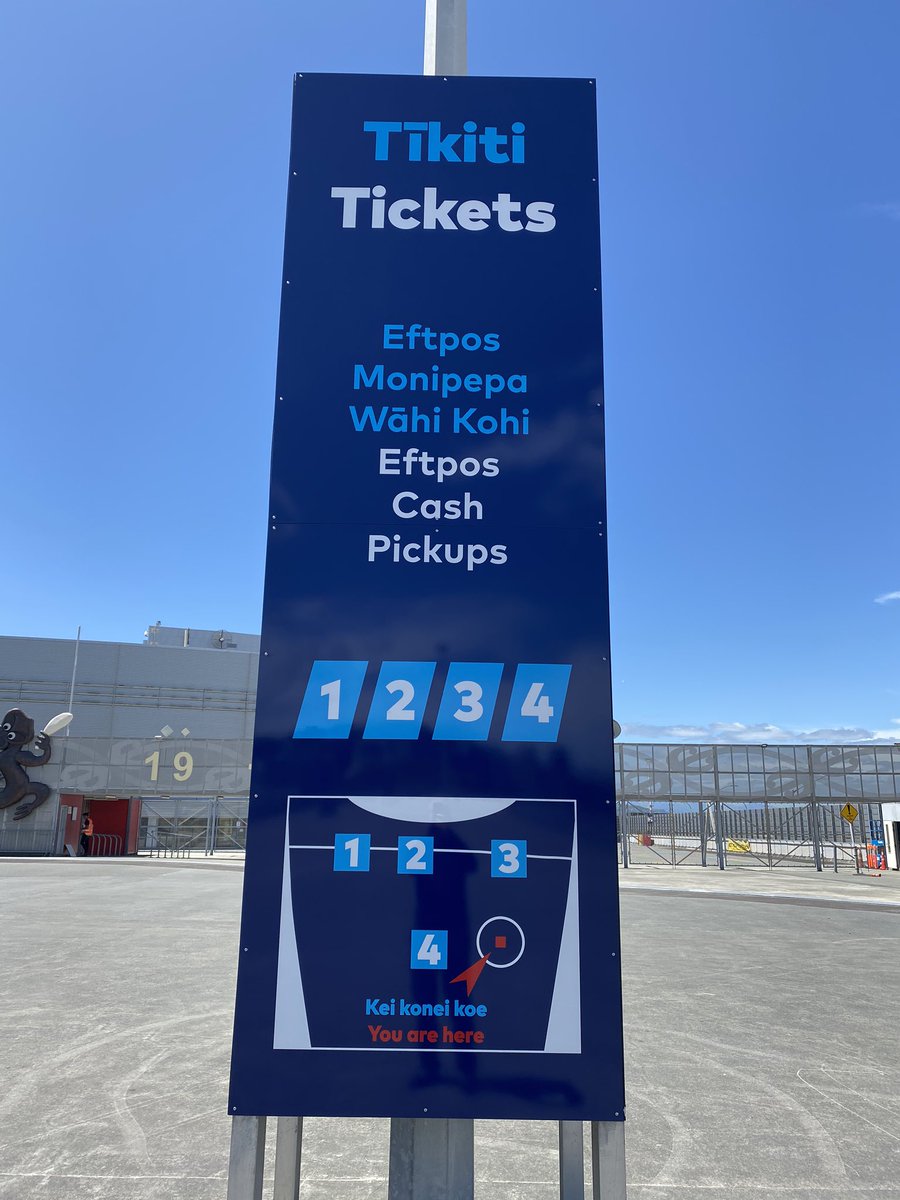 ShaneHarmon's tweet photo. With the rebrand to @skystadium we’ve taken the opportunity to introduce bilingual signage in English and Te Reo Māori in support of Te Tahuihi; @WgtnCC’s te reo policy. https://t.co/1SayK3pNkd