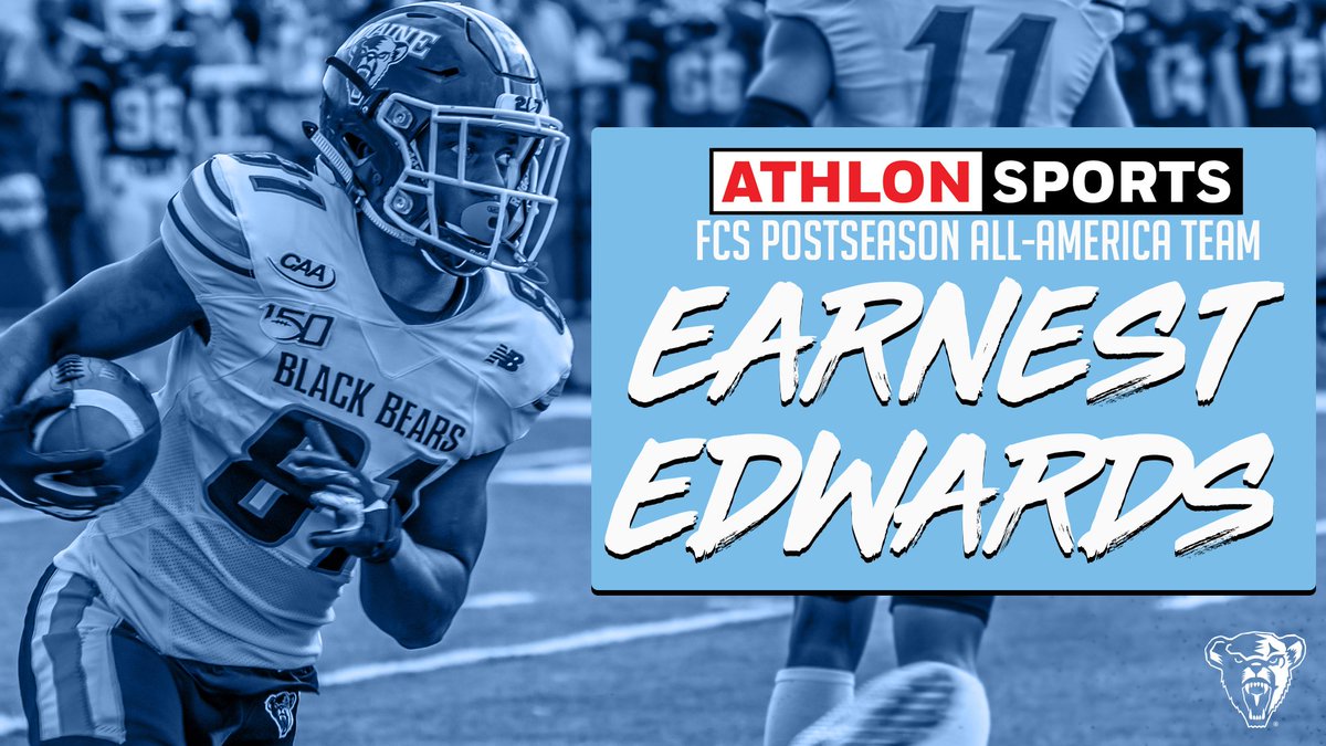 BlackBearsFB's tweet photo. Make that SIX All-American honors for @EdwardsEarnest who has earned a spot on the @AthlonSports 2019 Postseason FCS All-America Team!
#BlackBearNation | #ChampionshipMentality | #CAAFB https://t.co/uvXKmL50yh