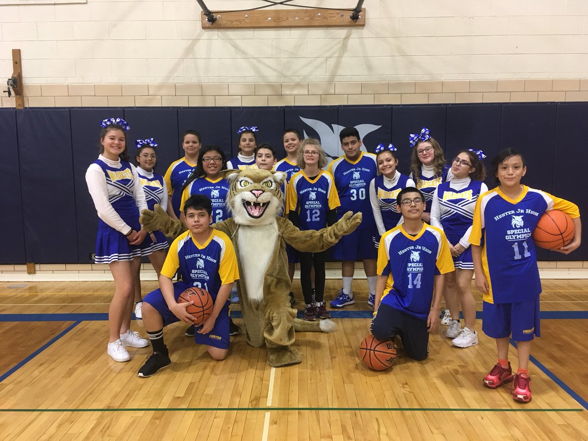dustyartroom's tweet photo. An awesome end to our Special Olympics basketball season- the cheerleaders and wildcat made special arrangements to attend, Mrs. Sanchez and Mrs. Ignacio and the RAK club came out to cheer us on, and @MrBulferD84 was a great ref as always! @GTrottr ran the scoreboard. #inclusion https://t.co/cxa7Pwktee