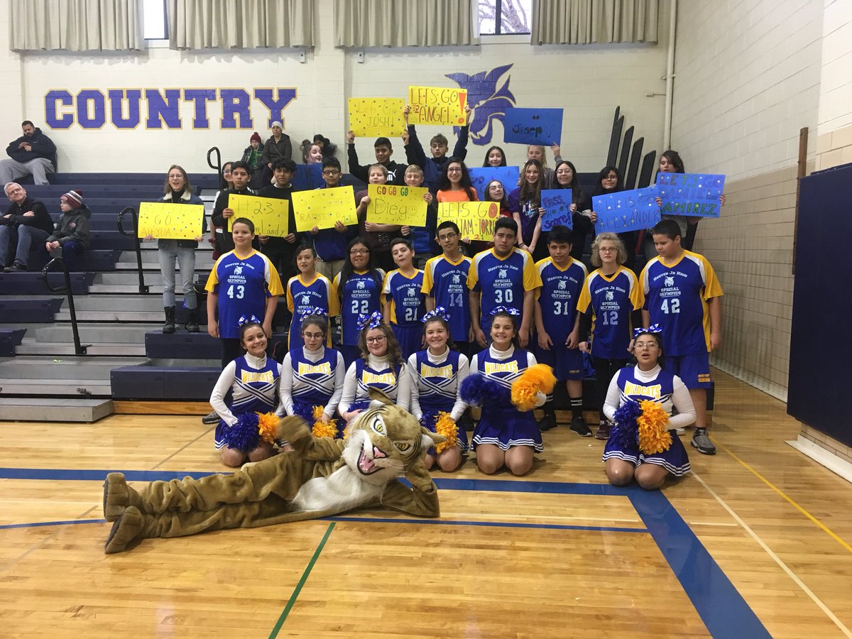 dustyartroom's tweet photo. An awesome end to our Special Olympics basketball season- the cheerleaders and wildcat made special arrangements to attend, Mrs. Sanchez and Mrs. Ignacio and the RAK club came out to cheer us on, and @MrBulferD84 was a great ref as always! @GTrottr ran the scoreboard. #inclusion https://t.co/cxa7Pwktee