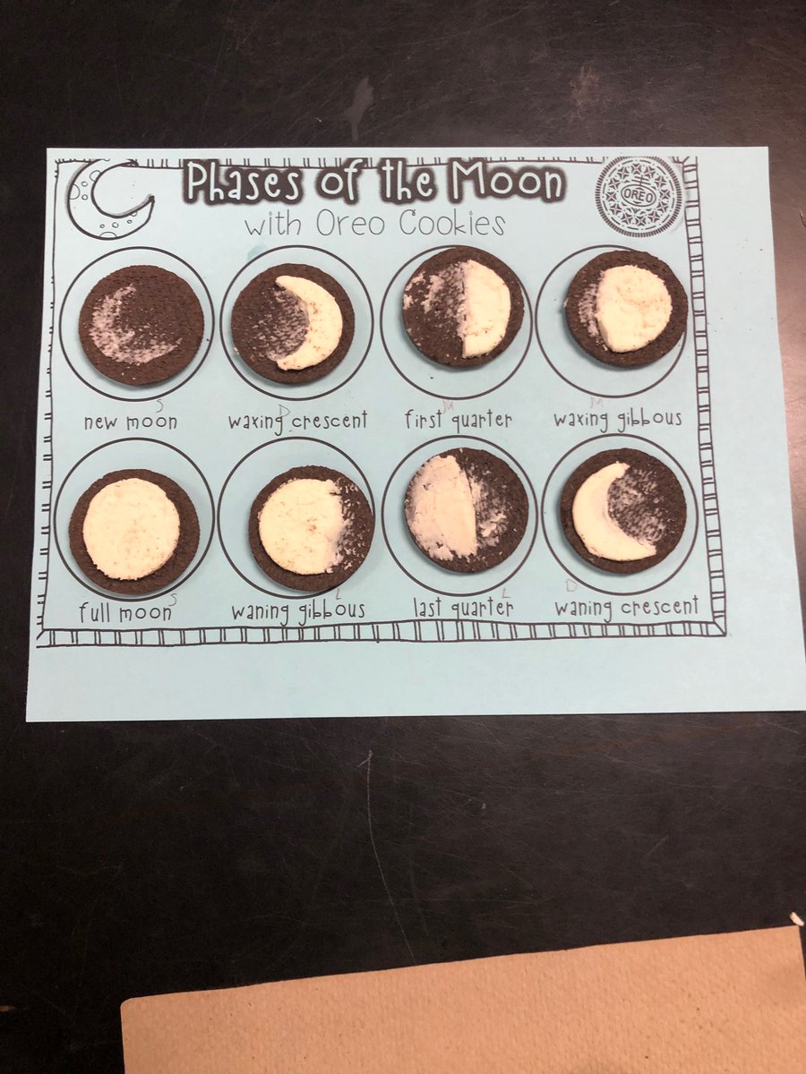 What’s better than Oreos to learn the phases of the moon ? Thanks to <a href="/clapenna15/">Cindylapenna</a> and her students for joining us today for this fun activity! #lbms #lbleads