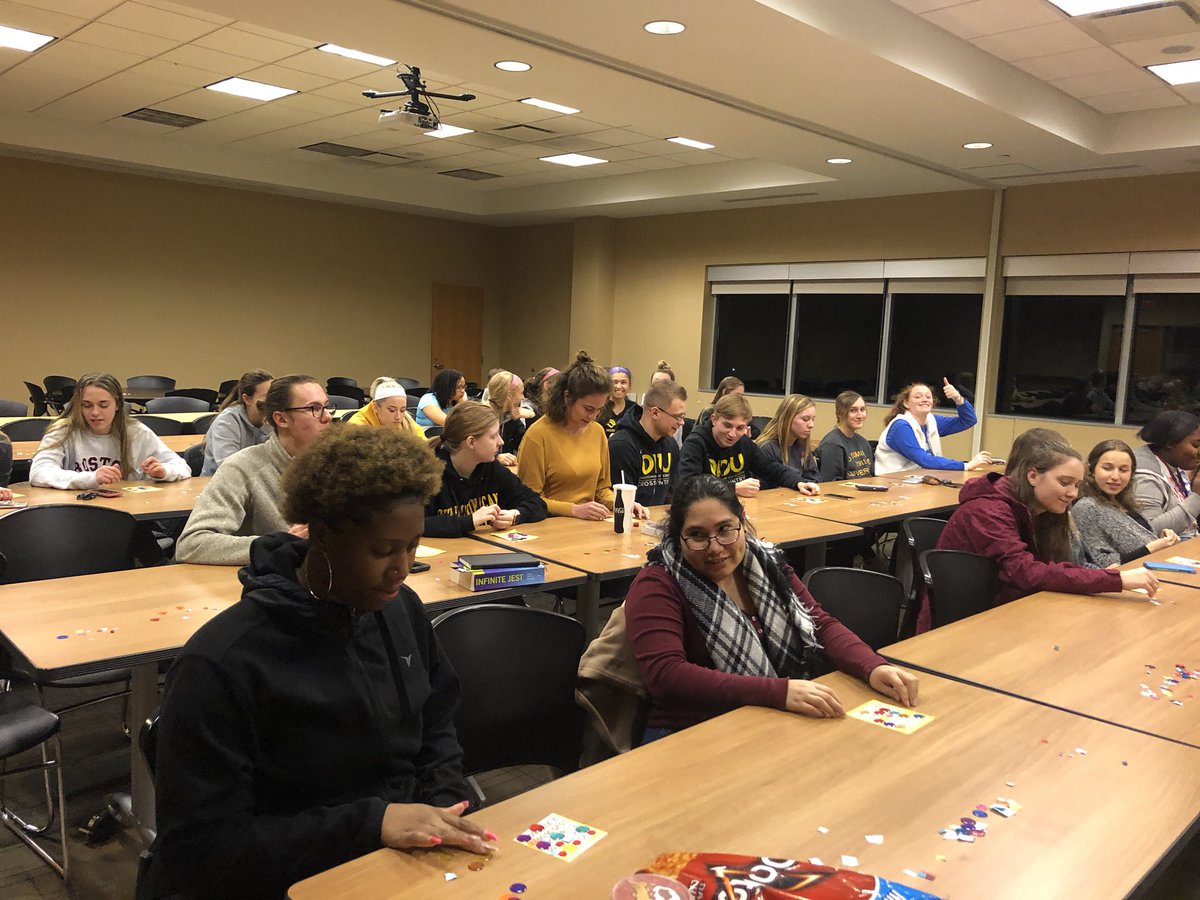 ODUMinistries's tweet photo. Tweet #1. We had a great time at Grocery Bingo! Lots of winners and lots of fun. Andy and Sr. Diane staffed the calling table, energized the group, and confirmed the Bingos! Thank you to them and to all who came out to make this a great night at ODU. #IAmODU https://t.co/Rdu1wVdhEa
