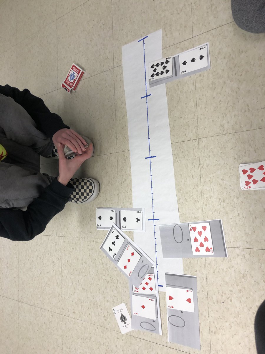 kerapotts's tweet photo. Ordering decimals, fractions and percents using decks of cards. How can you compare when the numbers are all different? Can we convert them to be the same? What mistakes are we making and why? Why are so many numbers under 1? @scdsbmath #grit #mistakesarelearning @SteeleStreetPS https://t.co/umJ9evRS7g