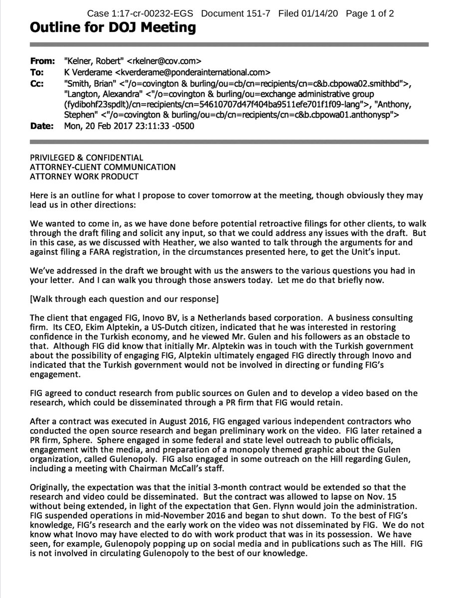 JFC - see the footer? This was clearly marked Attorney Client Privilege - if I were Covington I’d make sure Sydney never ever practiced law in the DMV (DC MD VA) because this is unseemly. Frankly it’s unprofessional  https://drive.google.com/file/d/1L...