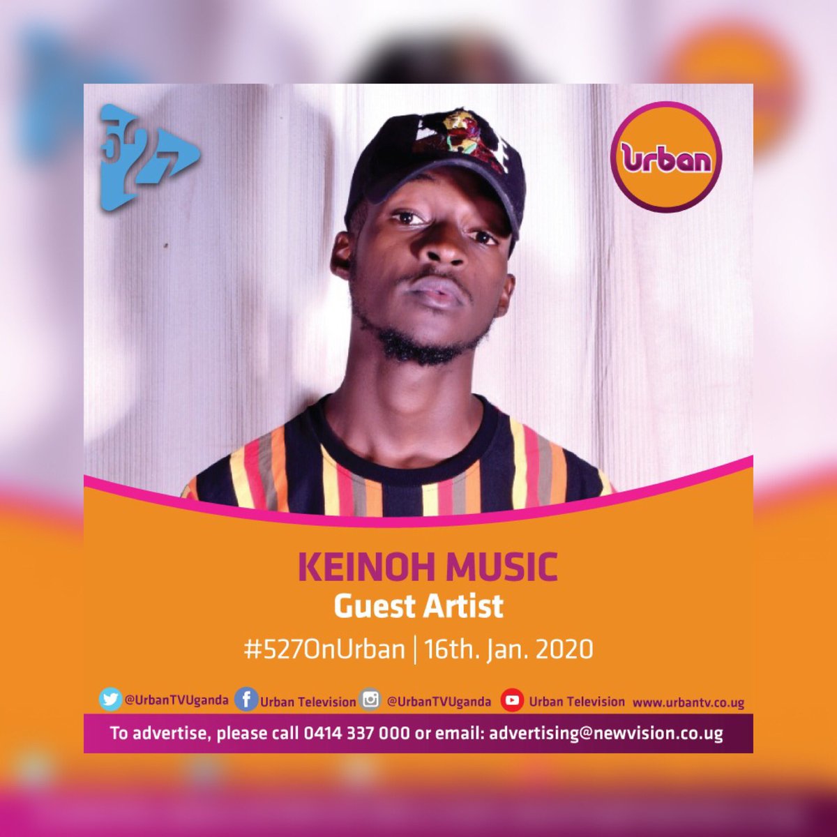 O_Mike9's tweet photo. @keinoh_music will premier #0612 #Kotyontoka 📺⚡️ on #527 @UrbanTVUganda on Thursday 5-7pm eat!! Be there🤪🌊🤞🏾🔊 https://t.co/0WF5uRupZU