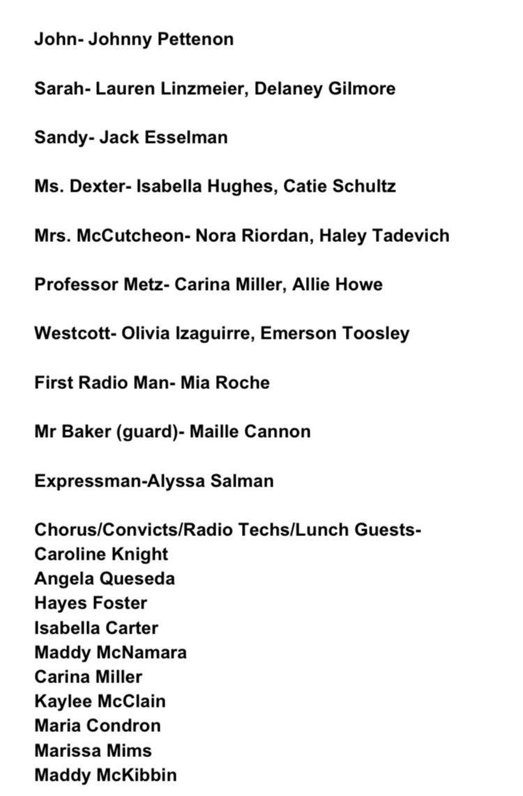 the man who came to dinner cast list!! congrats to everyone who auditioned🤩🤩🤩