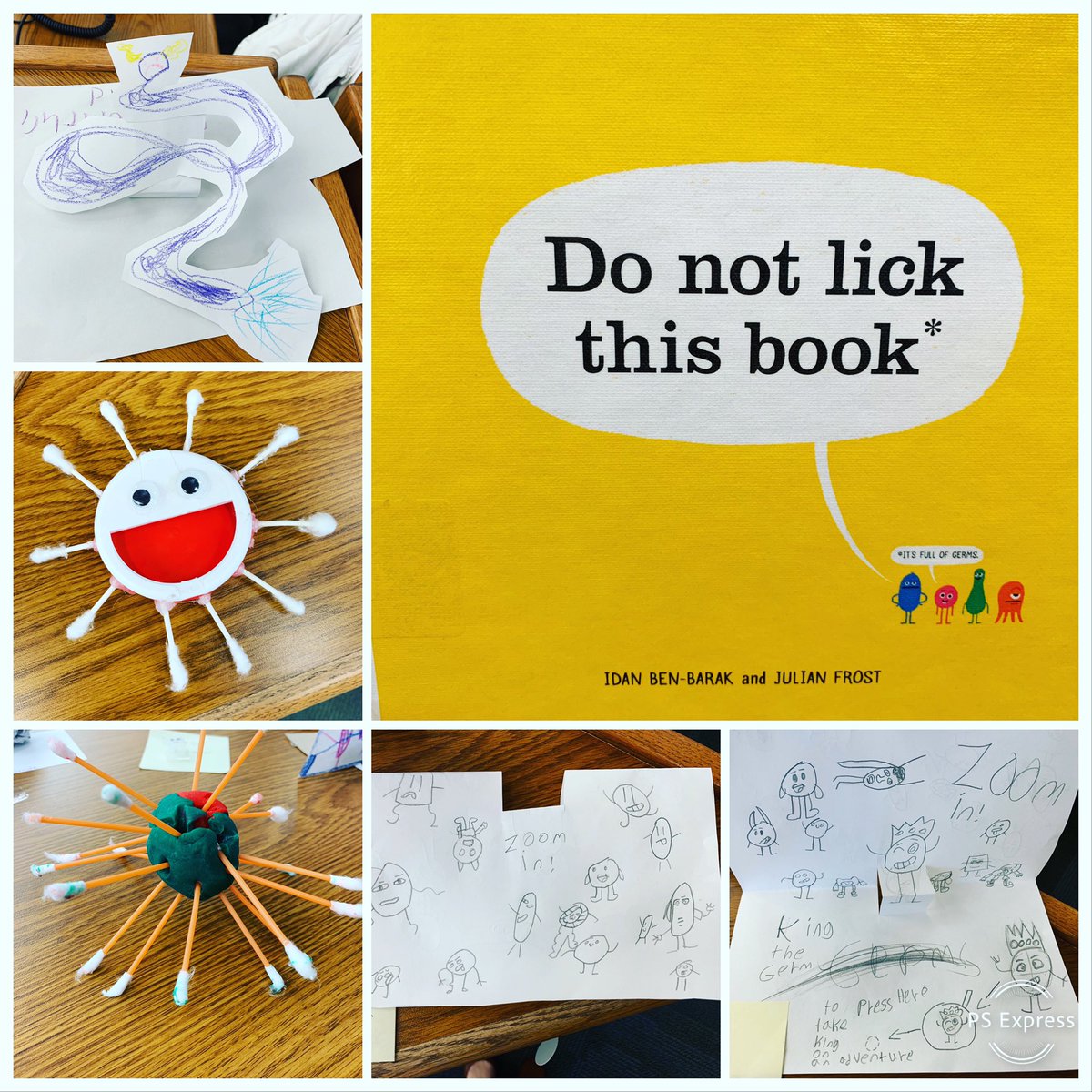 jess_alvis's tweet photo. Our January STEAM book- learning about germs and microbes! #designagerm #artinspiredbythebook  #hugheshawks  #nisdtxlib #donotlickthisbook @julianmfrost @IdanBenBarak @Hughes_Hawks https://t.co/5oaseiLyK6