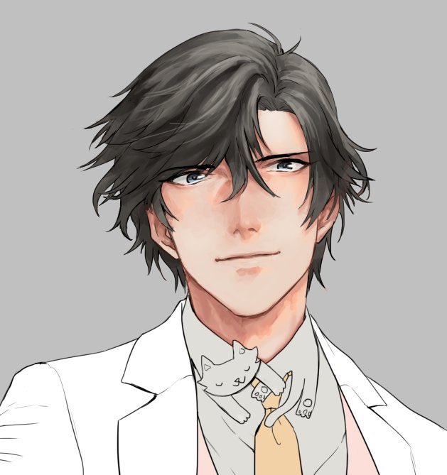 I came across my painting of #Jumin with a cat collars. 🤷‍♀️ which is never finished. 
#MysticMessenger