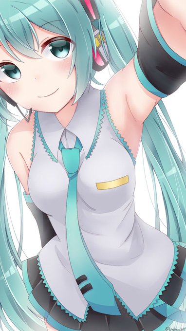 こちらを覗き込んでくるミクさん
 #初音ミク 