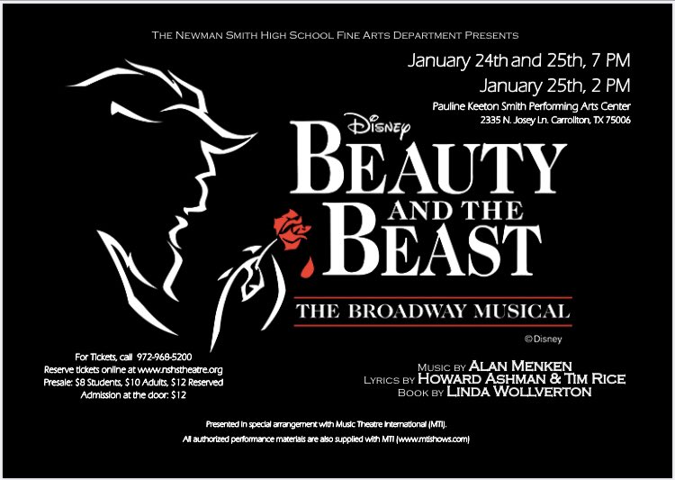 Newman Smith PTSA (@newmansmithptsa) on Twitter photo Get your tickets now for the <a href="/NewmanSmithHS/">Newman Smith High School</a> musical!
Tickets on sale at nshstheatre.org Get your tickets now for the <a href="/NewmanSmithHS/">Newman Smith High School</a> musical!
Tickets on sale at nshstheatre.org