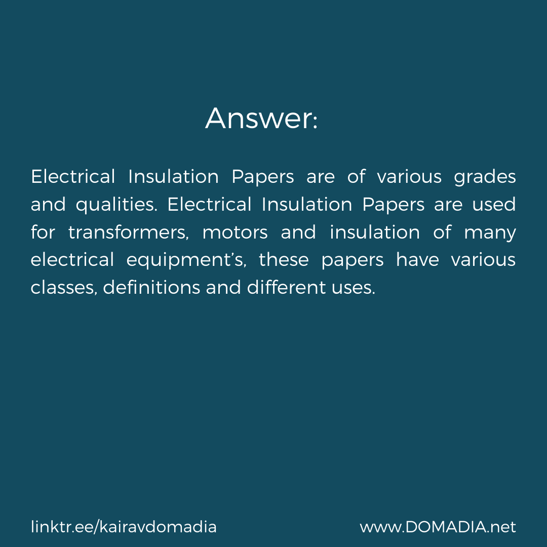 DOMADIAdotNET's tweet photo. What is Electrical Insulation Paper?
Visit https://t.co/l5hY2muf0p to know more about it....
#insulation #electricalinsulation #transformers #industrial #insulationmaterial #insulationpaper #manufacturing #transformerinsulation #electricalengineering #Domadia https://t.co/didzR9NcAt