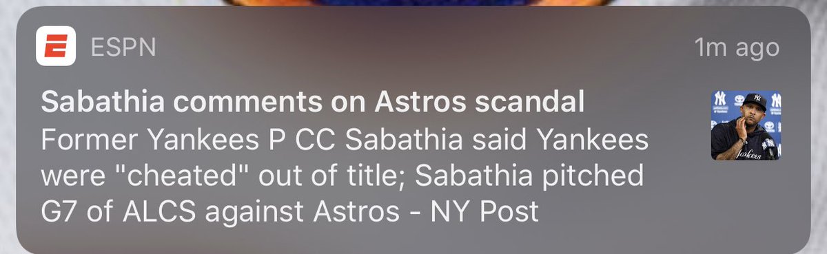 Fair point I guess... but y’all only scored 3 runs total in the 4 games in Houston. How do you figure you were cheated out of that? @CC_Sabathia