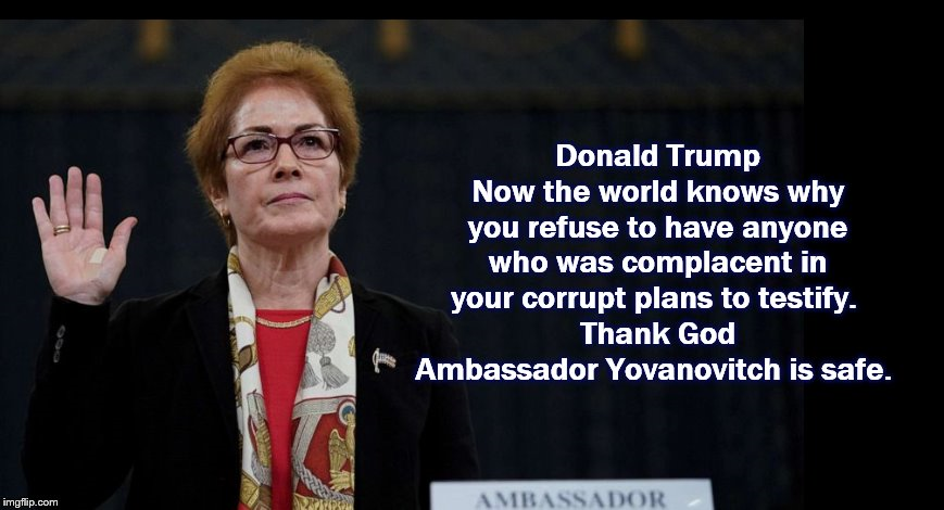 prayerfeathers's tweet photo. #MarieYovanovitch #HitForHire 
No wonder the Republicans are fighting so hard for the truth not to come out. If it's true that #POTUS and other Republicans knew that shady characters had Ambassador Marie Yovanovitch, surveilled in Kyiv. 
Thank God she survived. https://t.co/q8x7Ud54oH